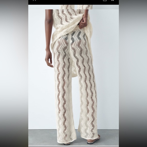 Zara Other - Zara crochet wide leg open knit mesh pants